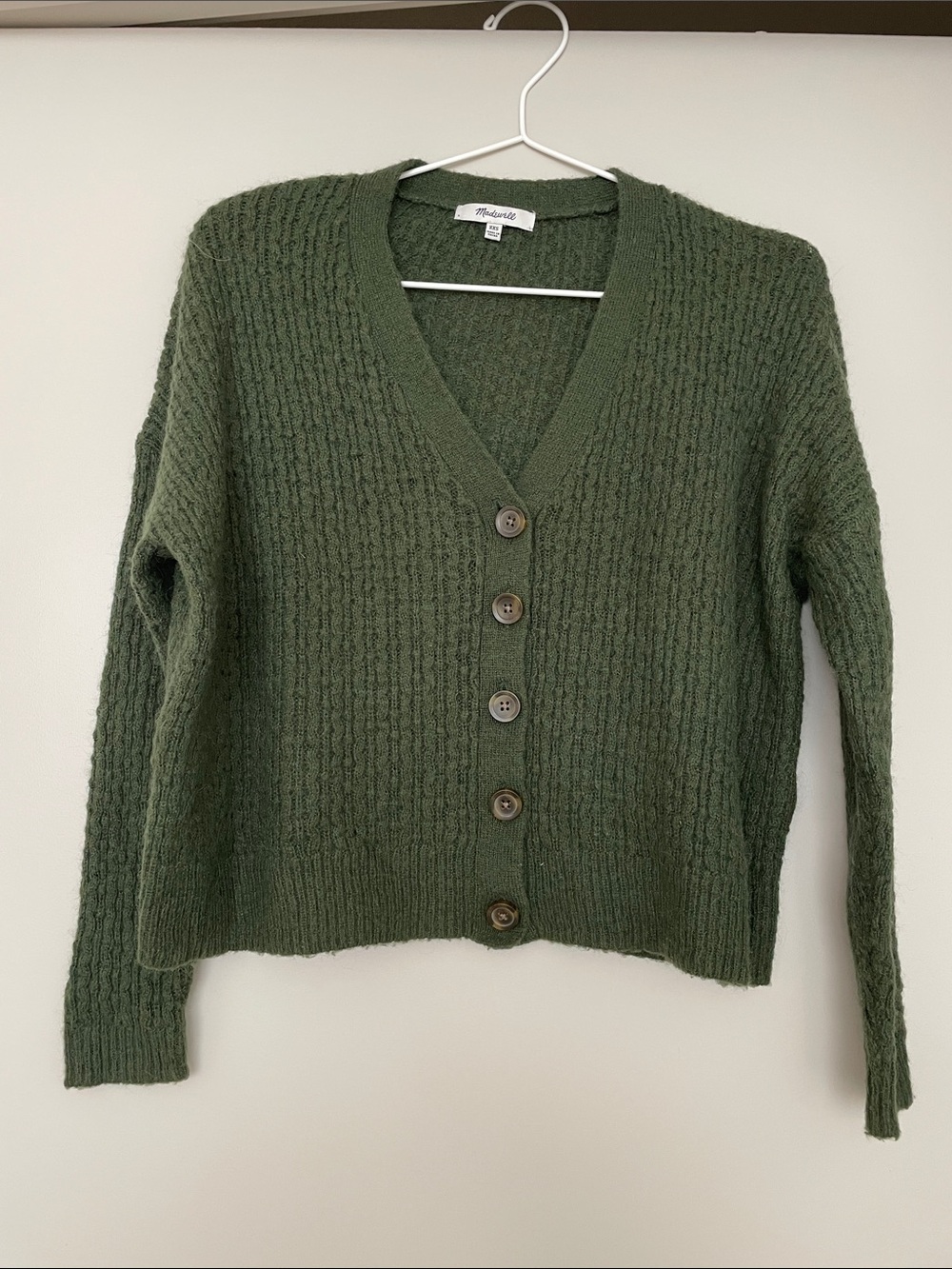 Madewell Forest Green V-Neck Button Cardigan Sweater XXS